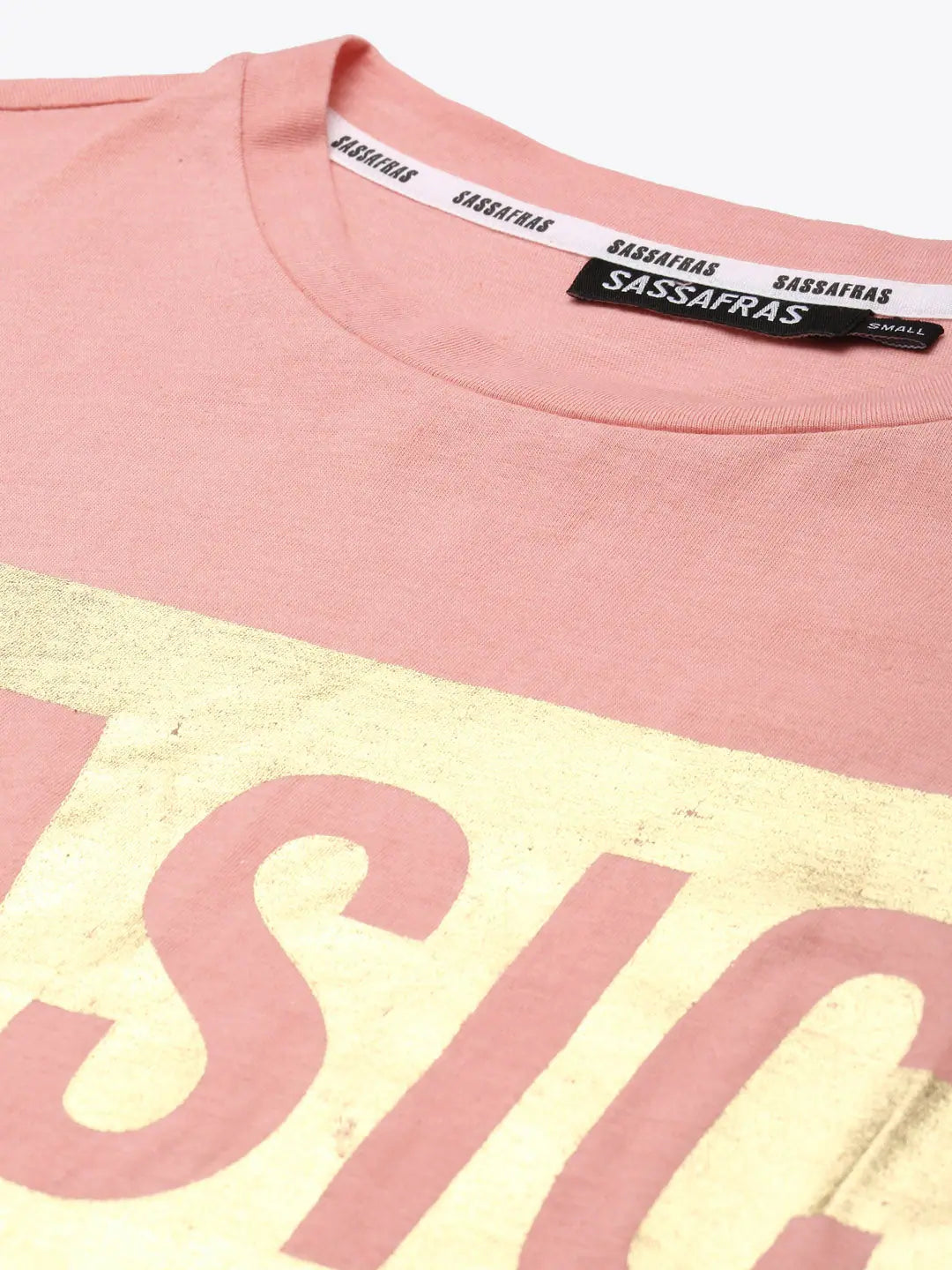 Pink BASIC Print Full Sleeve Cotton T-Shirt | Comfort Fit