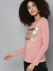 Pink BASIC Print Full Sleeve T-Shirt