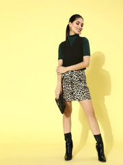 Womens Black Tweed V-Neck Crop Top