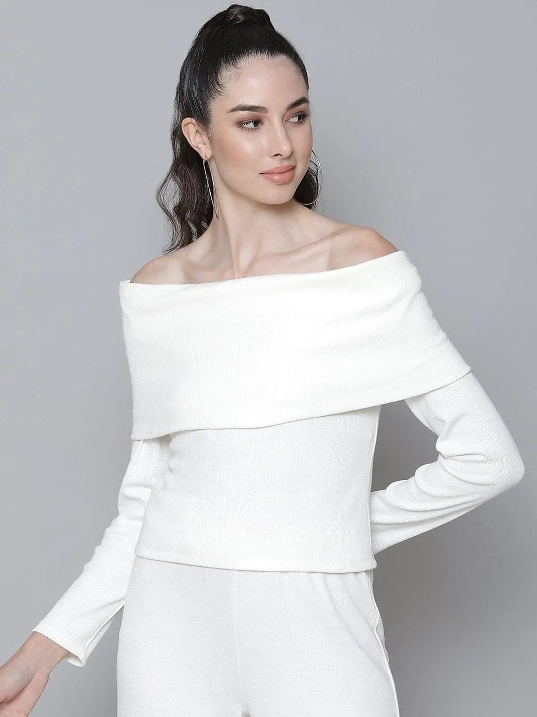 White Rib Bardot Top | Women's Western Outfits for Women