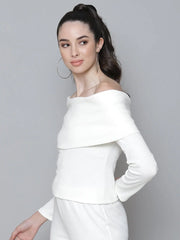 White Rib Bardot Top