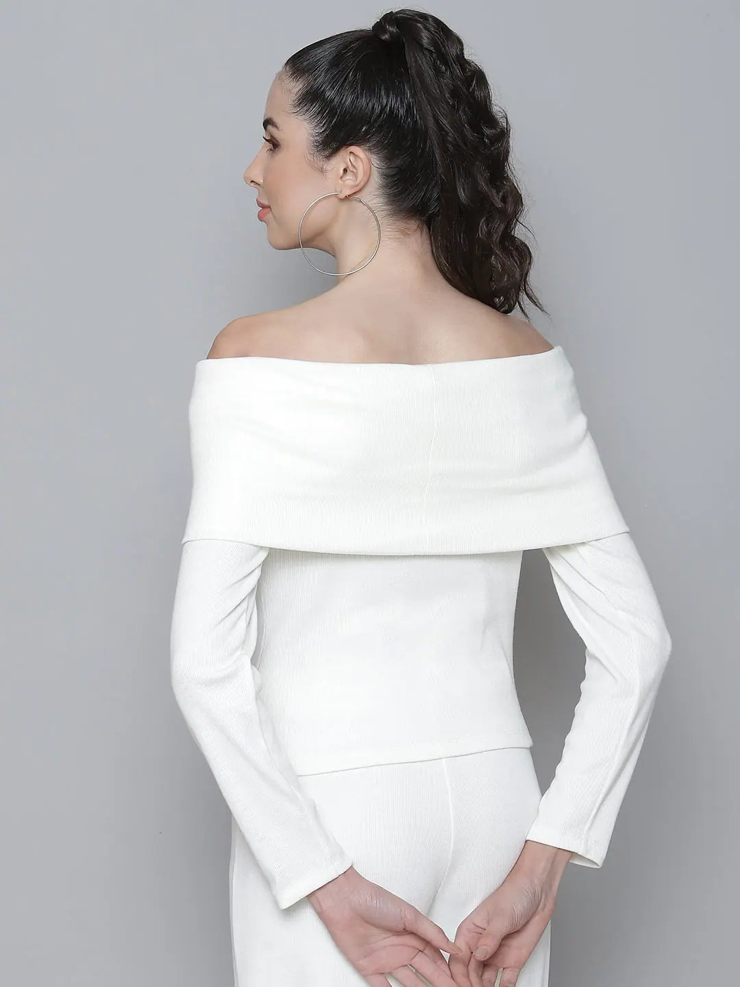 White Rib Bardot Top | Women's Western Outfits for Women