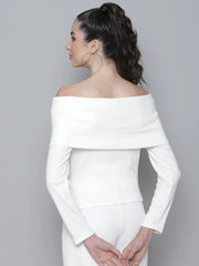 White Rib Bardot Top