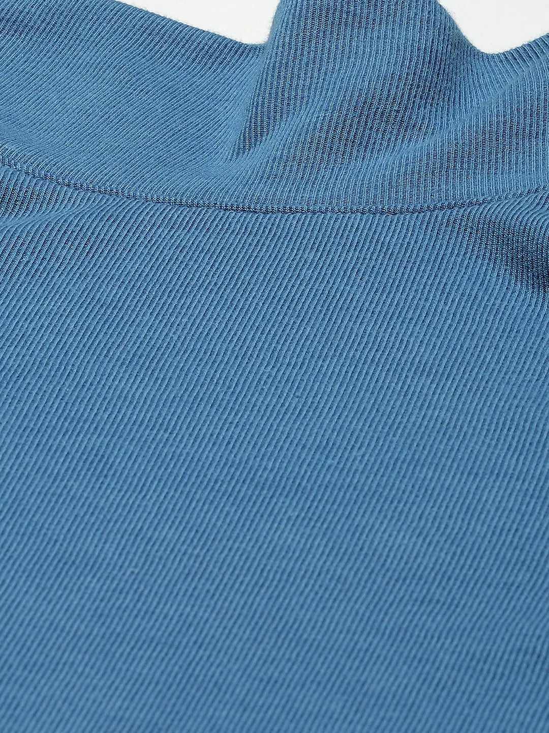 Blue Ribbed Buttoned Crop Top | Women's Western Clothing