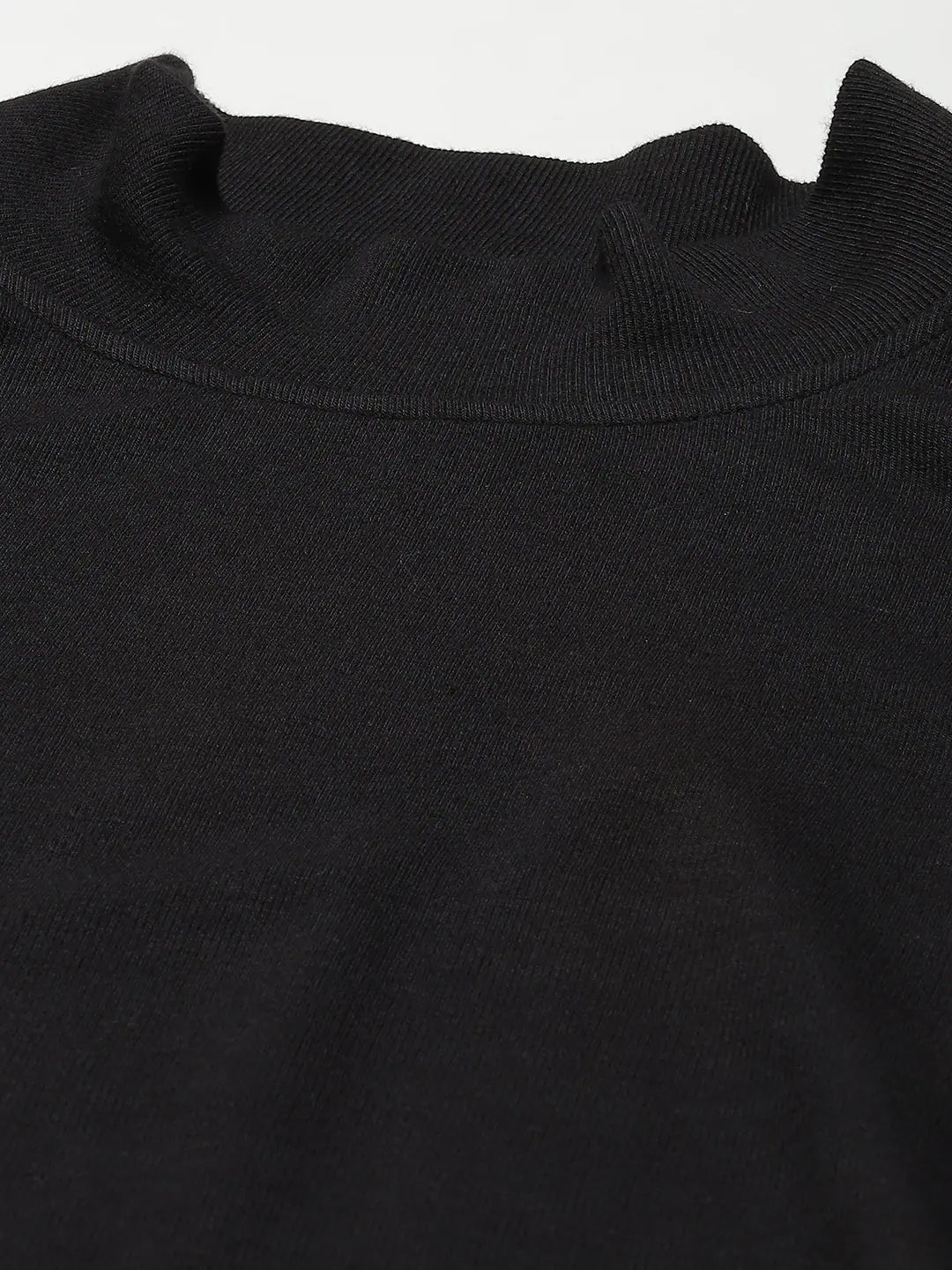 Black Ribbed Full Sleeve Basic Top - Women's Western Clothing