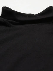 Black Rib Turtle Neck Raglan Sweat Top