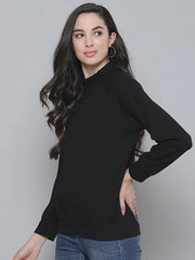 Black Rib Turtle Neck Raglan Sweat Top