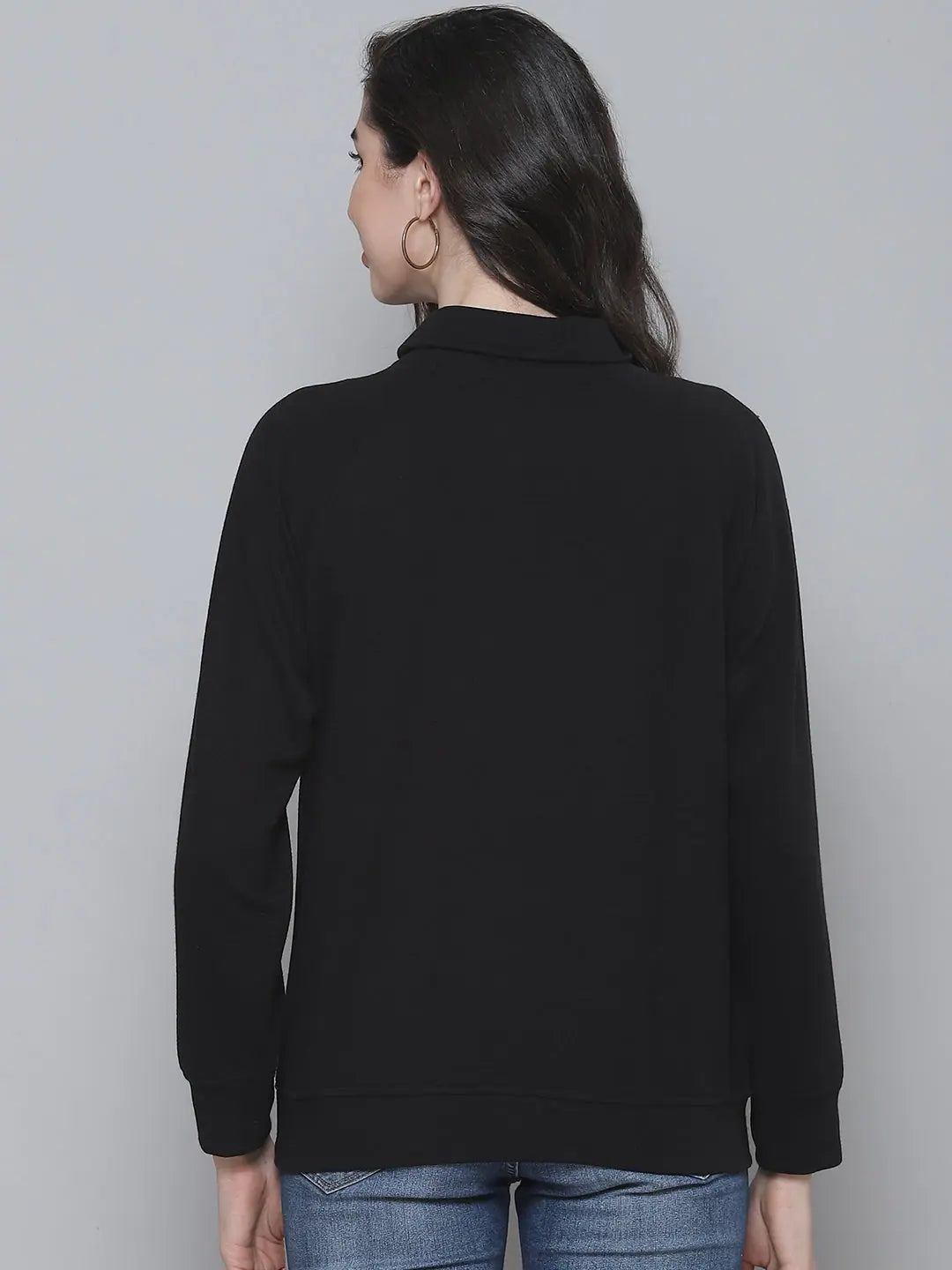 Black Ribbed Turtleneck Sweat Top | Women's Western Clothing