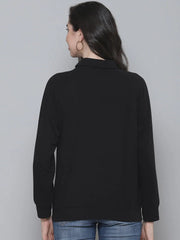 Black Rib Turtle Neck Raglan Sweat Top