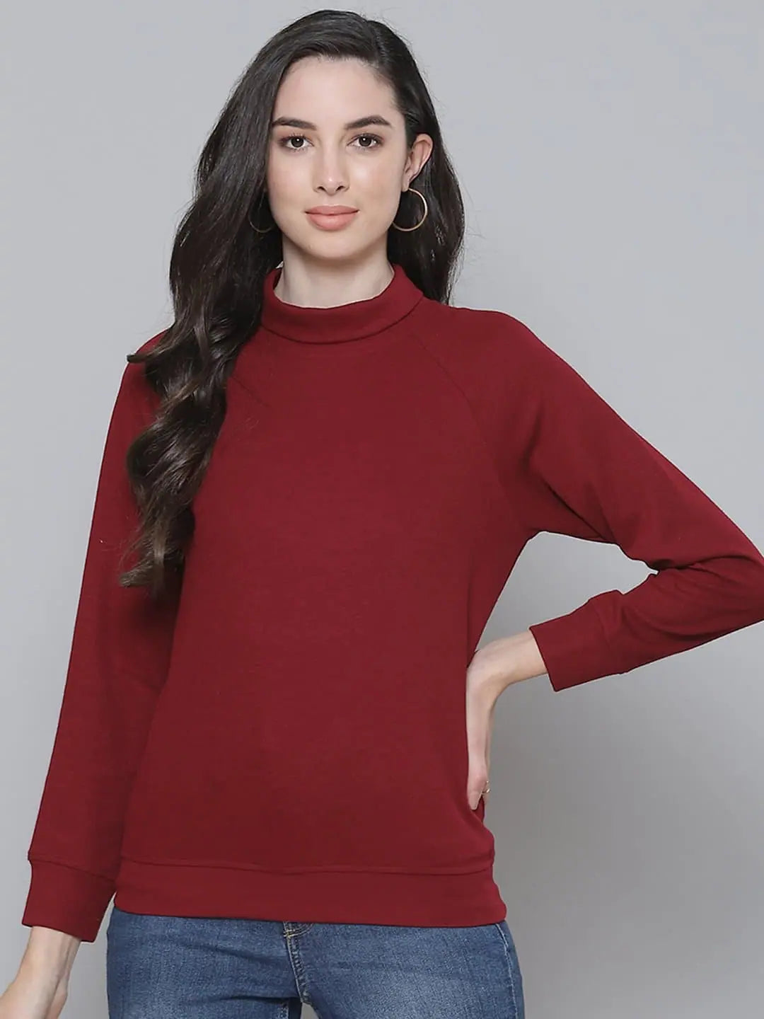 Maroon Turtle Neck Top | Women's Western Wear Collection