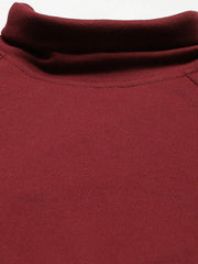Maroon Rib Turtle Neck Raglan Sweat Top