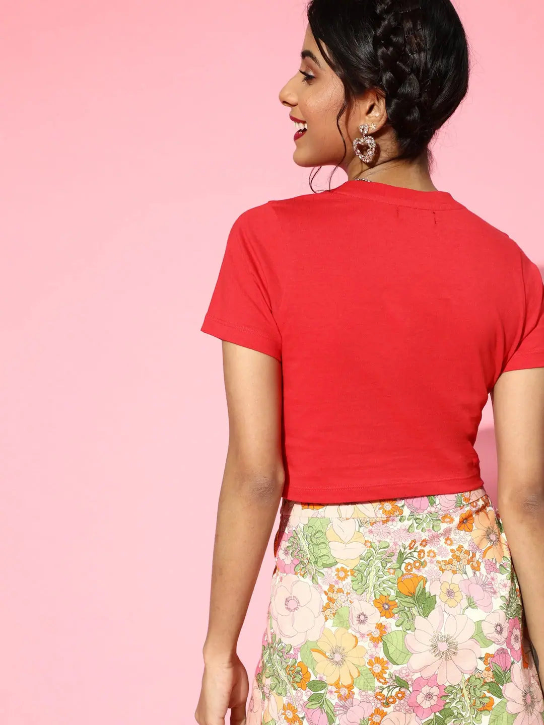 Red LOVE Foil Crop T-Shirt - Boxy Fit, Cotton Jersey
