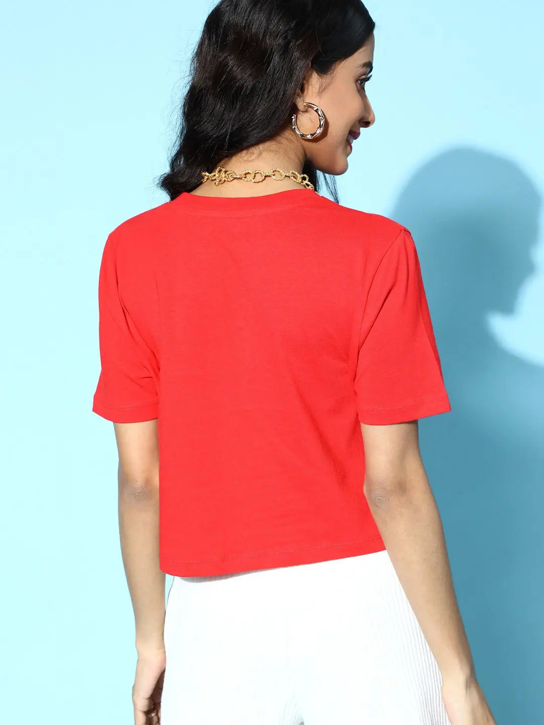 Red LOVED Crop Top - Boxy Fit, Printed Cotton Jersey