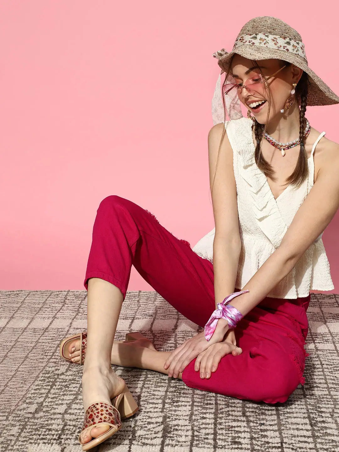 White Frill Strappy Top - Women's Western Outfits Online