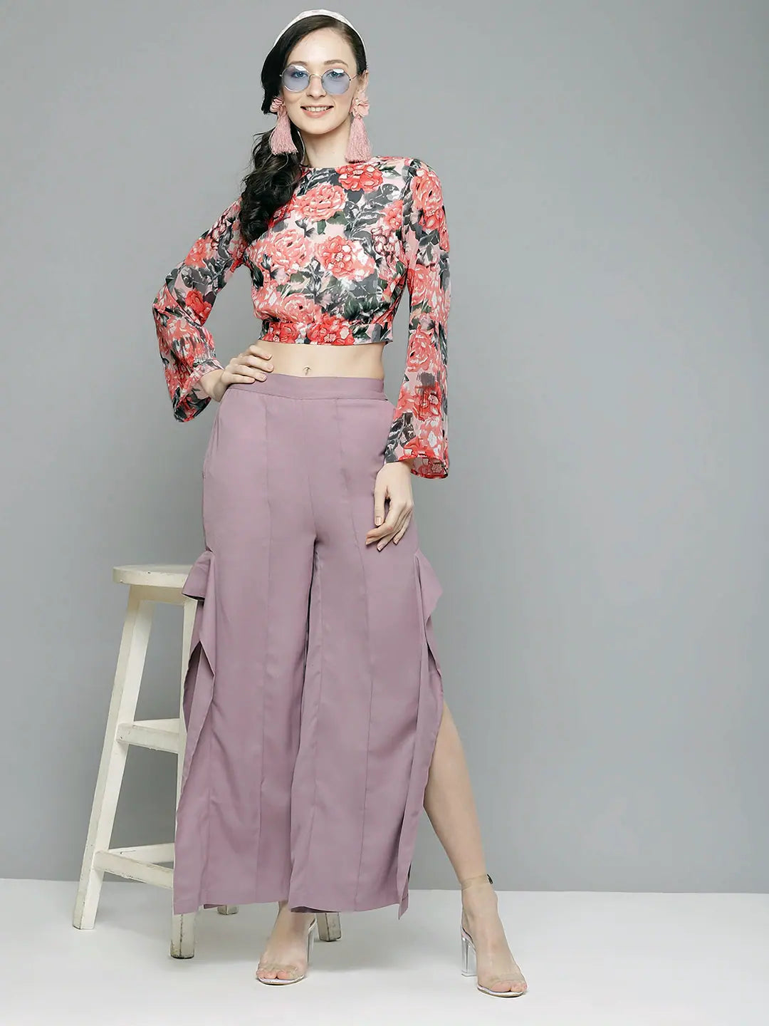 Floral Back Tie Knot Crop Top - Women's Western Wear