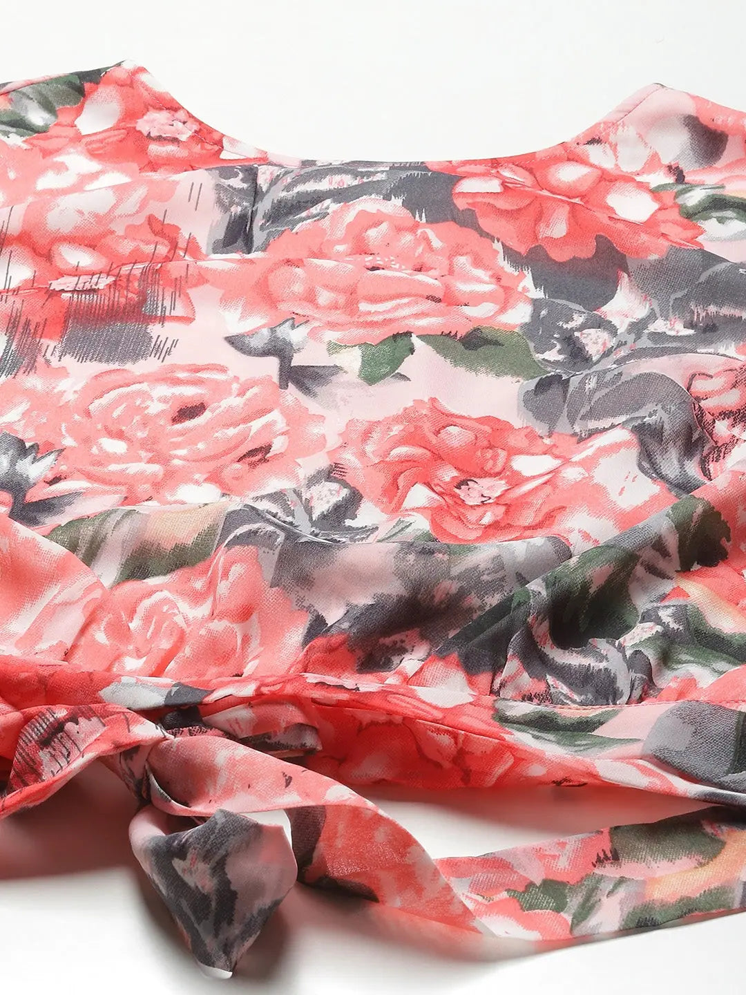 Floral Back Tie Knot Crop Top - Women's Western Wear