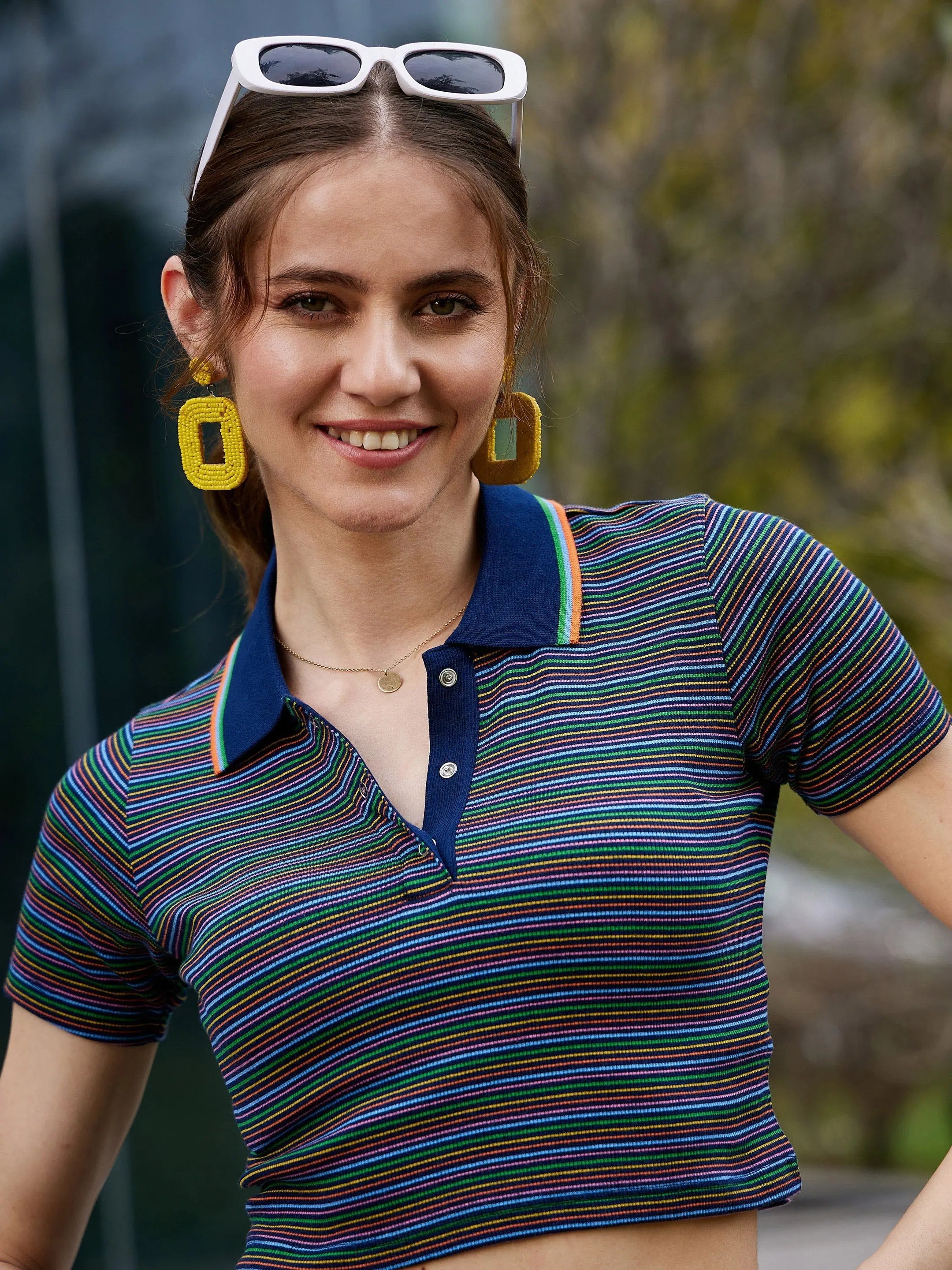 Striped Polo Crop Top | Women's Western Wear & Clothing