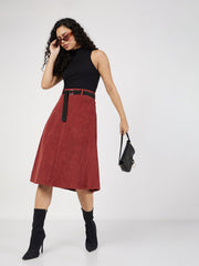 Women Black Rib Turtle Neck Sleeveless Top-SFTOPS41517