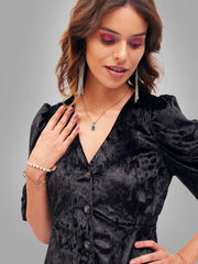 Women Black Velvet Front Button Top-SFTOPS41612