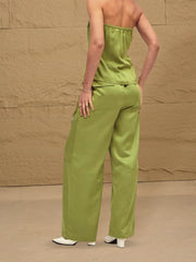 Women Olive Twill Corset Top With Cargo Pants-SFTOPS41905_SFPANT50872
