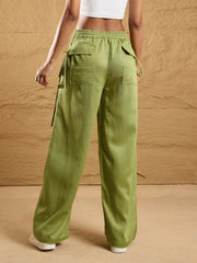 Women Olive Twill Corset Top With Cargo Pants-SFTOPS41905_SFPANT50872