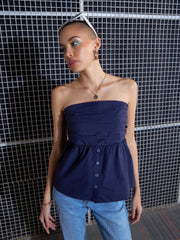 Women Purple Poplin Back Smoked Tube Top-SFTOPS41909
