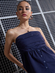 Women Purple Poplin Back Smoked Tube Top-SFTOPS41909