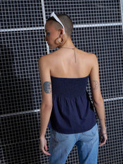 Women Purple Poplin Back Smoked Tube Top-SFTOPS41909