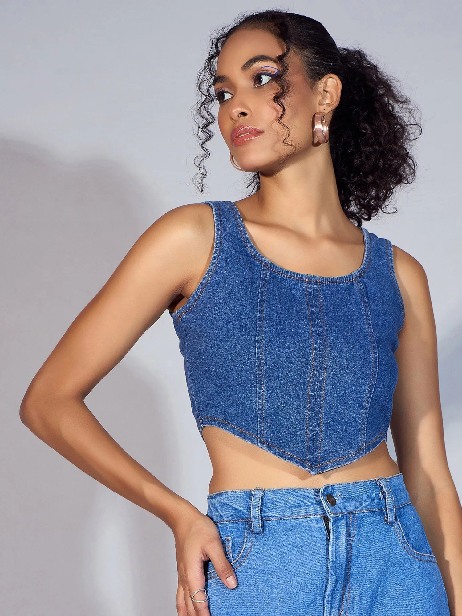 Blue Denim Short Top | Trendy Women's Western Wear Online