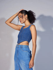 Women Blue Denim Short Top-SFTOPS42026