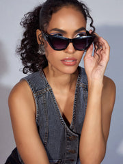 Women Black Denim Waistcoat Top-SFTOPS42033