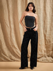 Women Black Washed Tube Top With Straight Fit Jeans-SFTOPS42055_SFJEAN0572