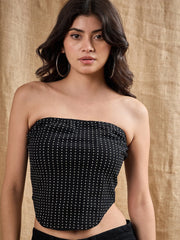Women Black Washed Tube Top With Straight Fit Jeans-SFTOPS42055_SFJEAN0572
