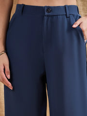 Women Airforce Blue Waistcoat With Straight Fit Pants-SFTOPS42058_SFPANT50843