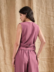 Women Dark Pink Waistcoat Top-SFTOPS42059
