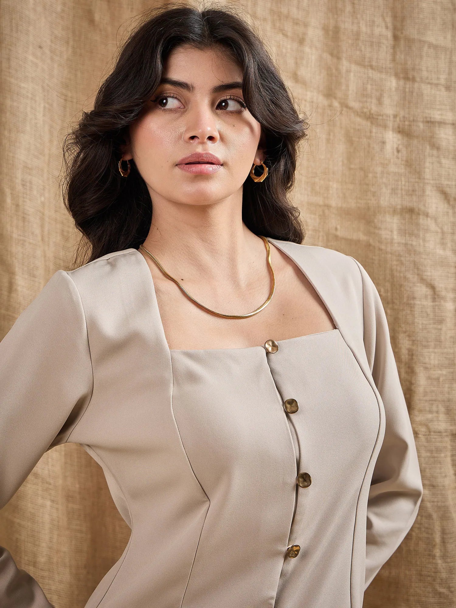 Beige Square Neck Top | Stylish Women's Western Wear Outfits