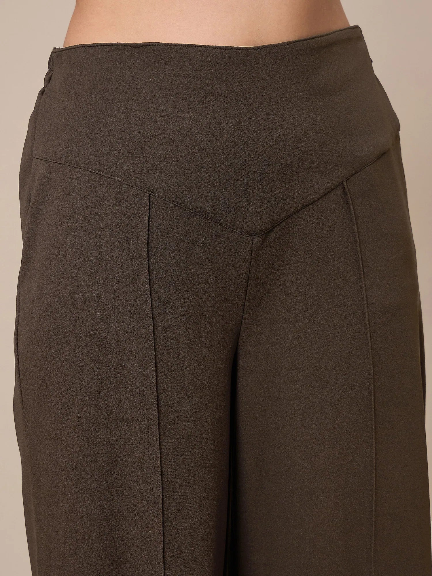 Brown Peplum Top & Elastic Pants Set | Women's Co Ord Sets