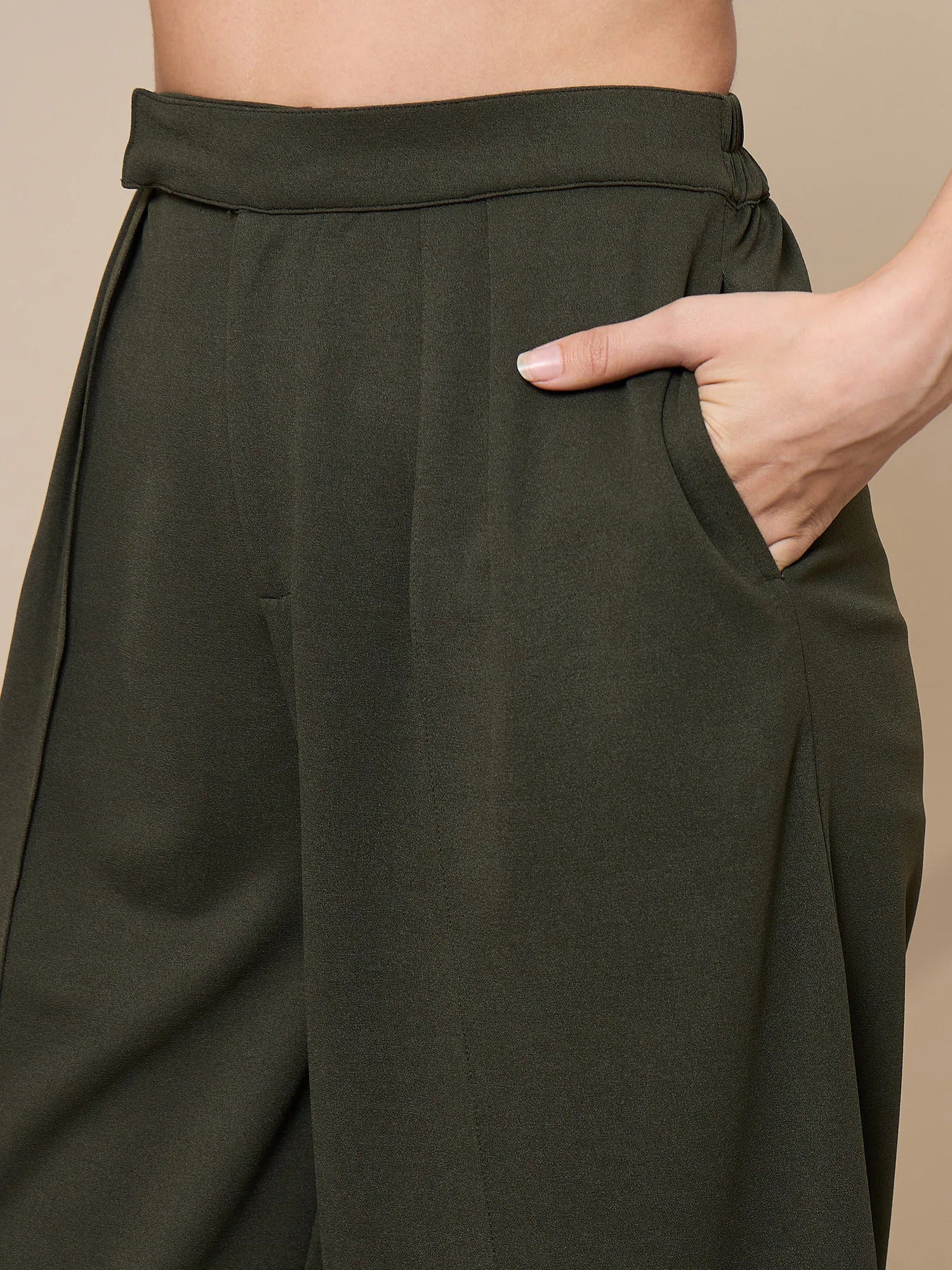 Olive Green Co Ord Sets for Women - Wide Leg Two Piece Sets