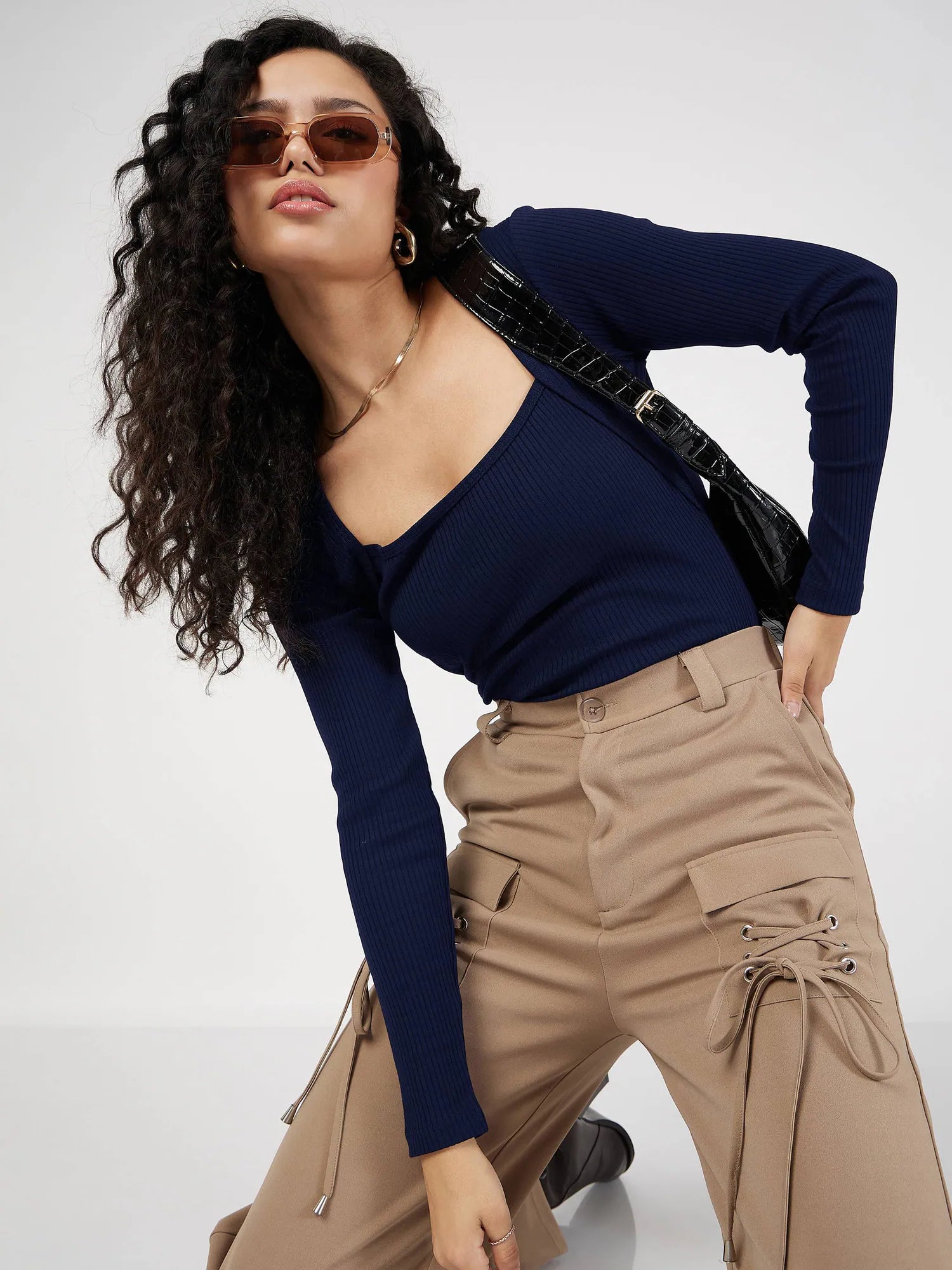 Ribbed Square Neck Top - Stylish Women's Western Wear