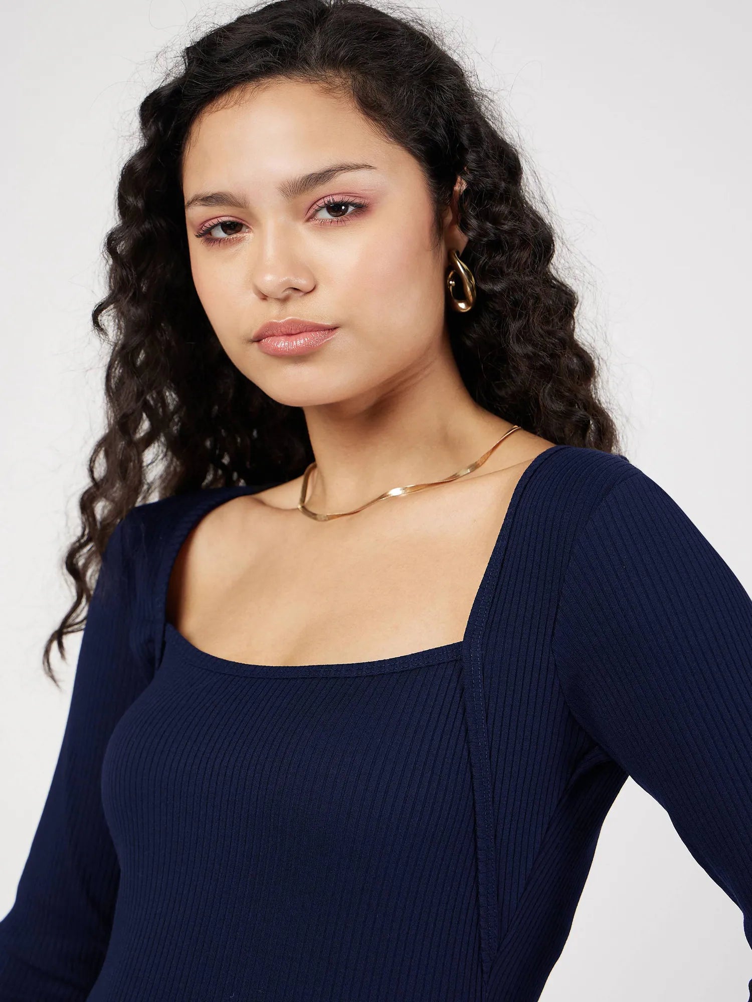 Ribbed Square Neck Top - Stylish Women's Western Wear