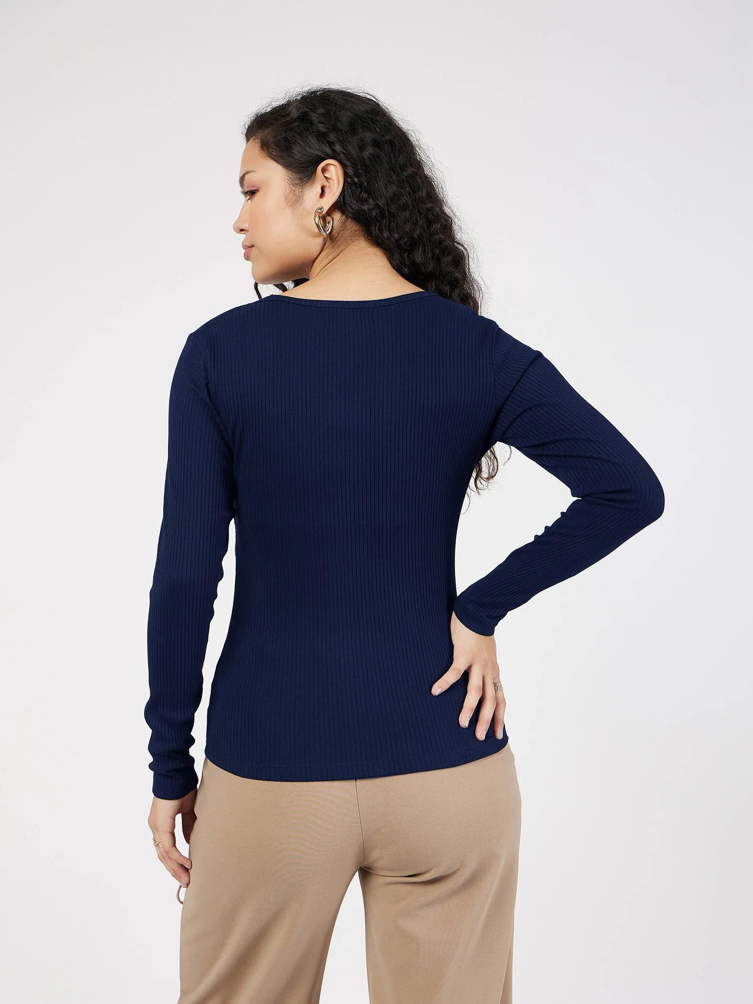 Ribbed Square Neck Top - Stylish Women's Western Wear