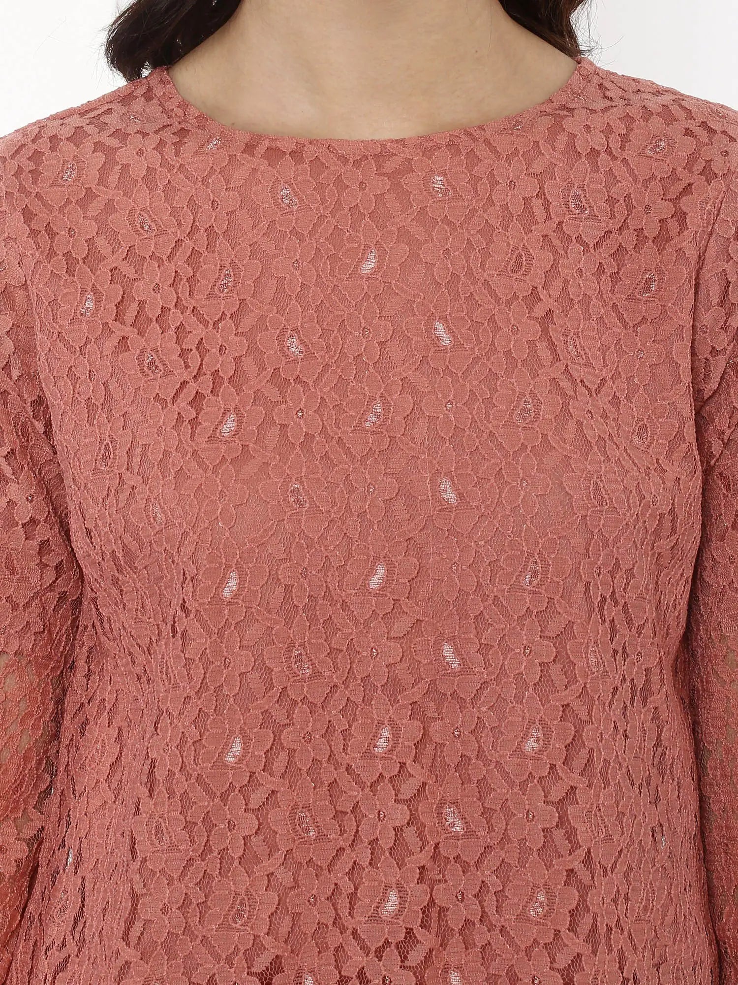 Lace Bell Sleeves Pink Top | Women's Western Clothing Online