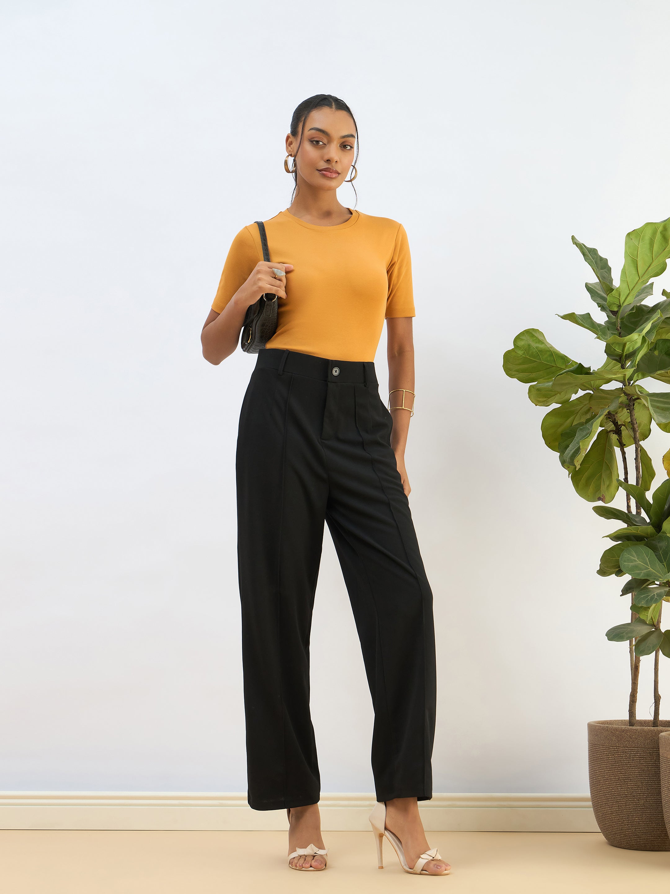 Women Mustard Rib Short Sleeves Top-SFTOPS42274