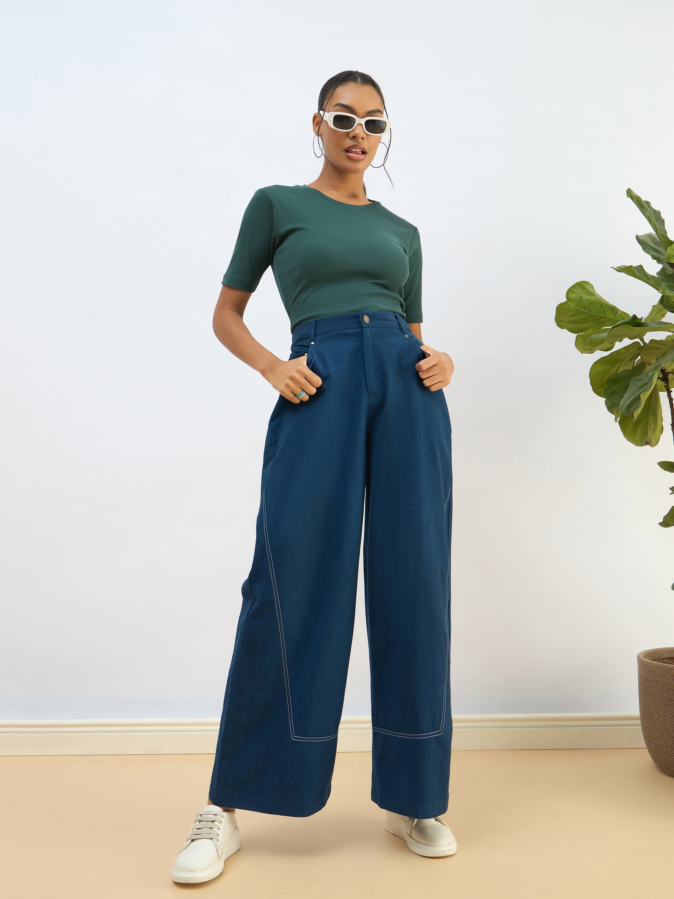 Women Green Rib Short Sleeves Top-SFTOPS42277