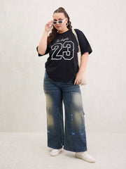 Women Black Graphic LOS ANGELES 23 Print T-Shirt-SFTOPS42408