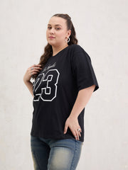 Women Black Graphic LOS ANGELES 23 Print T-Shirt-SFTOPS42408