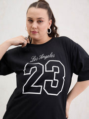 Women Black Graphic LOS ANGELES 23 Print T-Shirt-SFTOPS42408