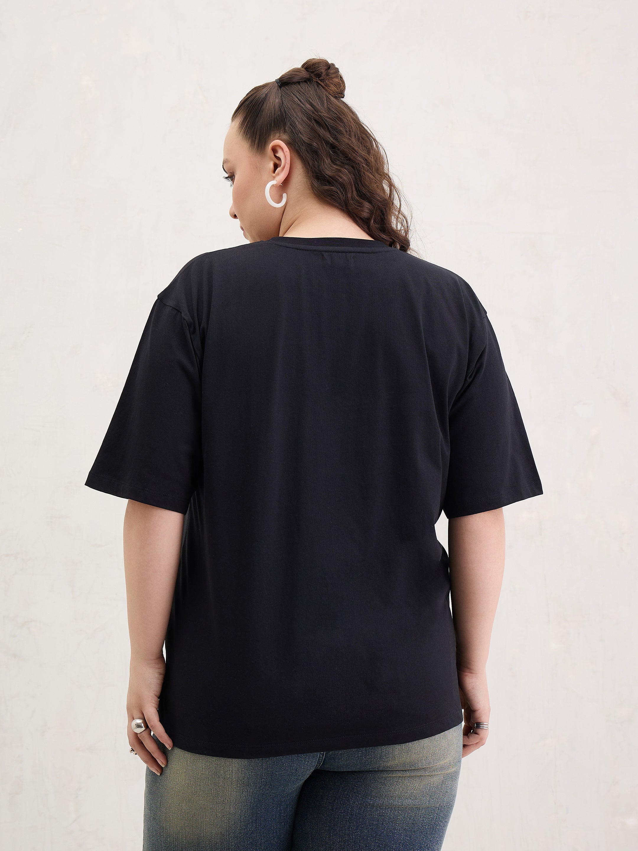 Women Black Graphic LOS ANGELES 23 Print T-Shirt-SFTOPS42408