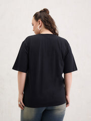 Women Black Graphic LOS ANGELES 23 Print T-Shirt-SFTOPS42408