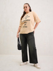Women Beige Graphic I AM STARDUST Print T-Shirt-SFTOPS42409